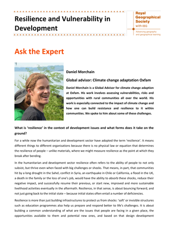 Ask the Expert Interview on Resilience and Vulnerability in Development