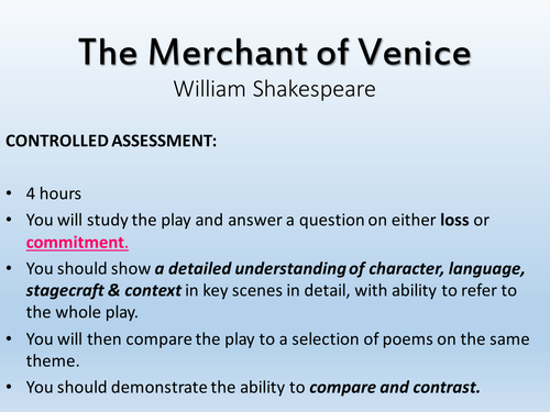 Merchant of Venice and Poetry Comparison CA - WJEC  