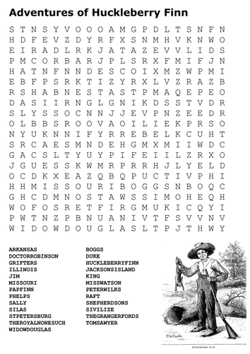 Adventures of Huckleberry Finn Word Search