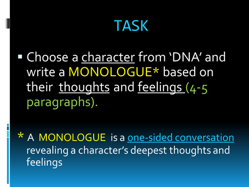 'DNA' Monologue - Creative Writing/Speaking and Listening