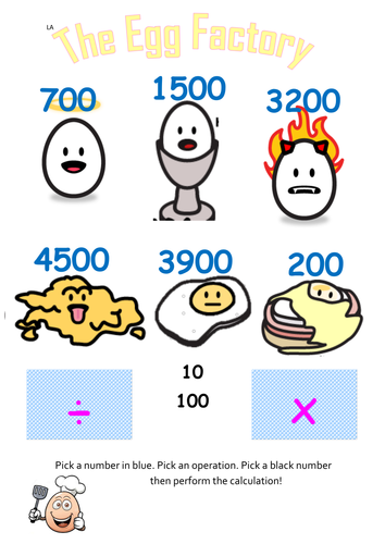 Activity for multiplying and dividing by 10, 100 and 1000