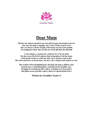 Dear Mum Poem