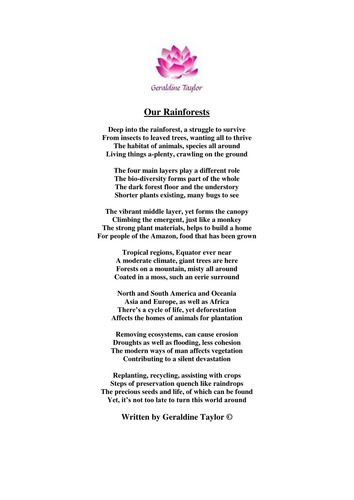 Our Rainforests Poem