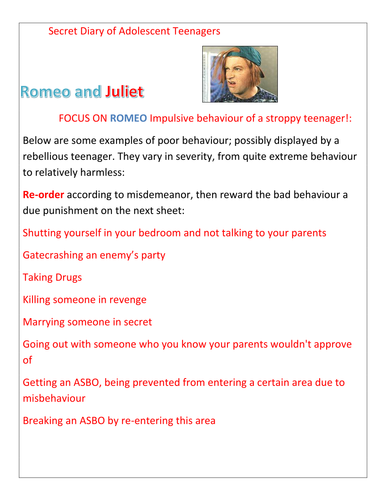 Romeo and Juliet: Focus on Romeo