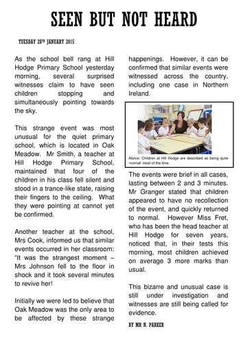 Newspaper Report Example by xhx - Teaching Resources - Tes