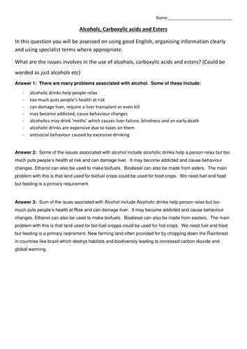 56 AQA Chemistry 6 Mark Questions With Mark Schemes