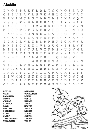 aladdin word search by sfy773 teaching resources tes