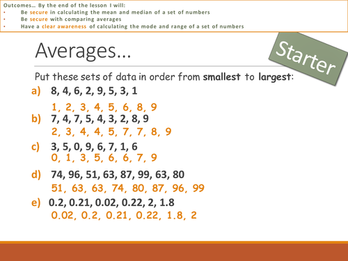 Averages - several lessons