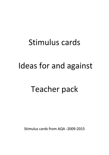 Stimulus cards for and against
