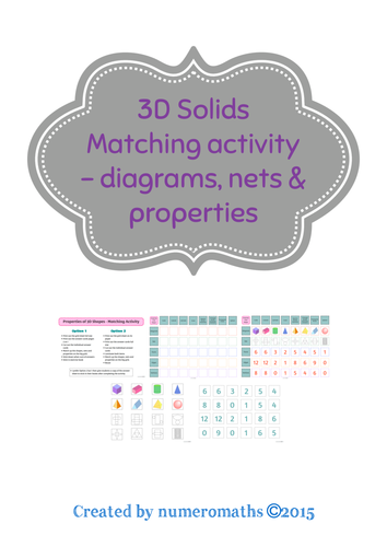 Properties of 3D Solids Match up activity
