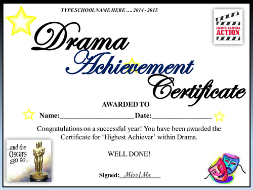 Free Printable Drama Certificates Printable Templates