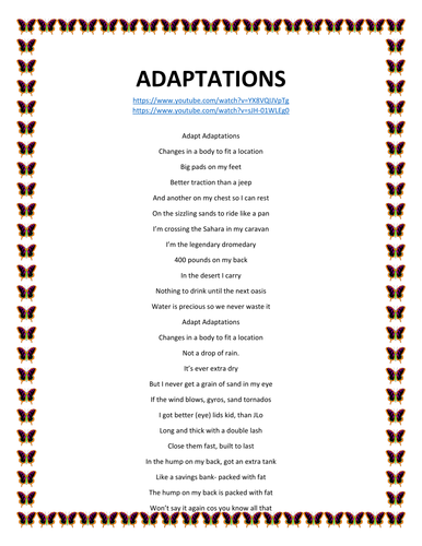 Adapt Adaptations Lyrics Teaching Resources