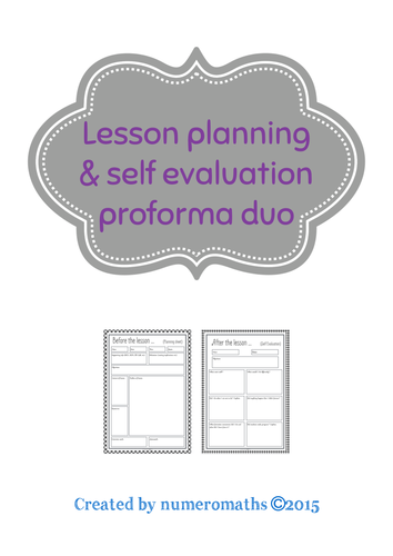 Lesson Planning & Self Evaluation Proforma duo