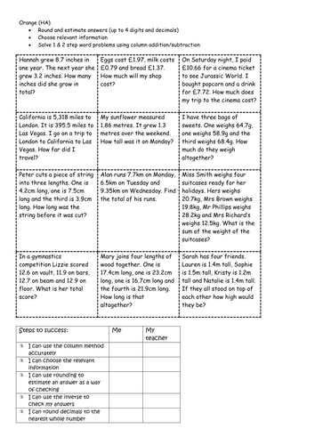 Addition & Subtraction word problems with estimation and rounding