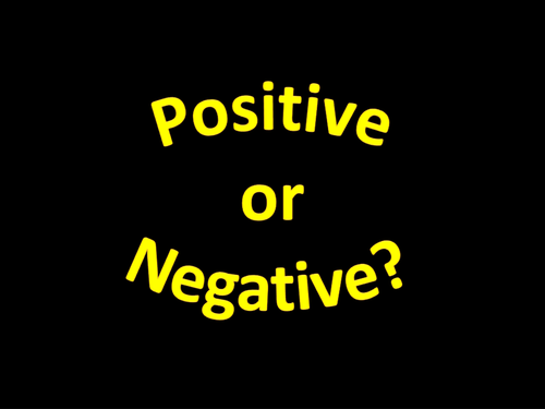 Directed Numbers Positive or Negative Quiz