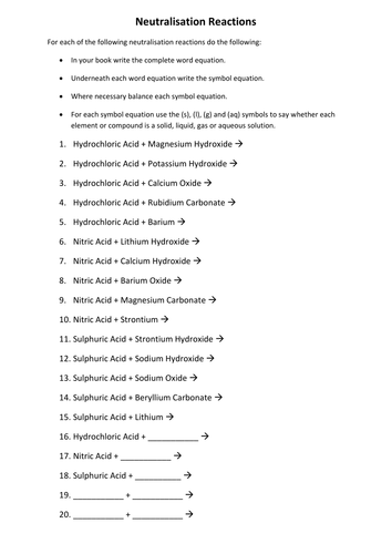 Acid and bases neutralisation 