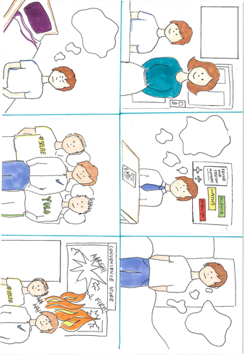 Cohen Status Frustration Fun Activity. Cartoon and stages match up