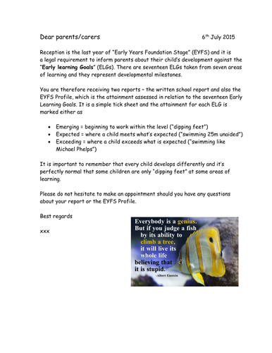 Early Learning Goals (ELG) for parents (EYFS P rofile) | Teaching Resources