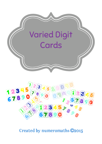 10 different sets of Digit Cards - Clipart