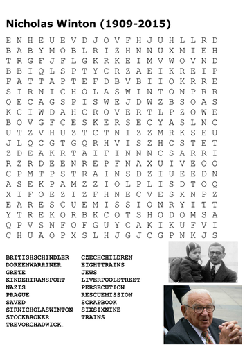 Nicholas Winton - The British Schindler (Kindertransport) Word Search 