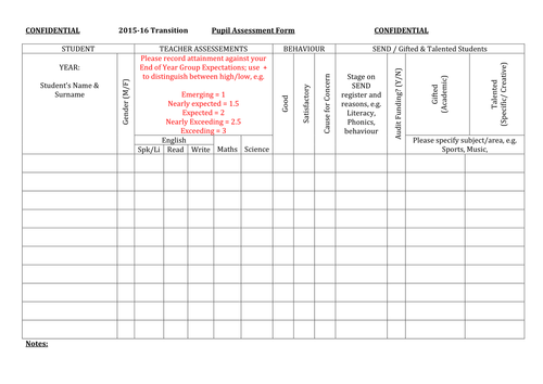 Student Class Transfer Transition Forms by 4gnome 