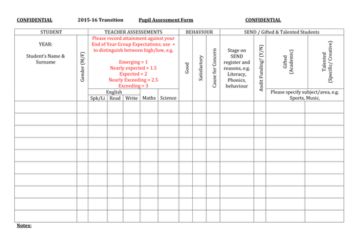 Student Class Transfer Transition Forms