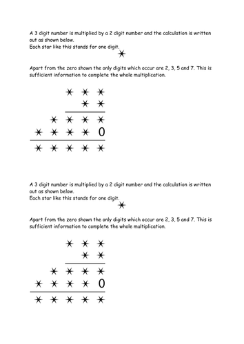 long multiplication teaching resources