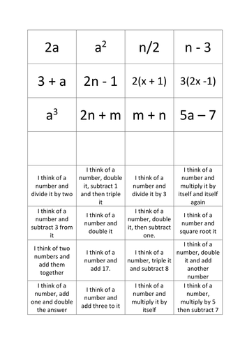 simple algebraic expressions