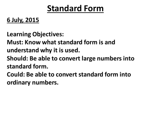 Standard Form presentation 