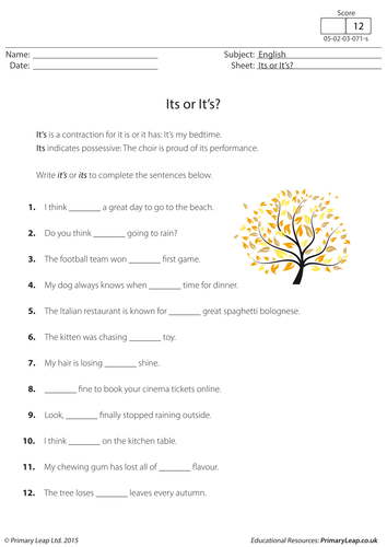 Its or it's? (1) | Teaching Resources