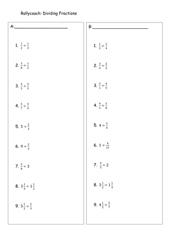 Dividing Fractions RallyCoach