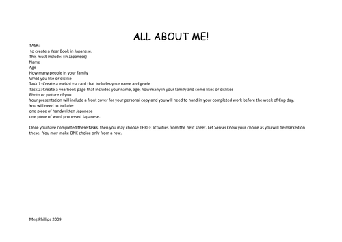 All About Me - Creating a Year Book 