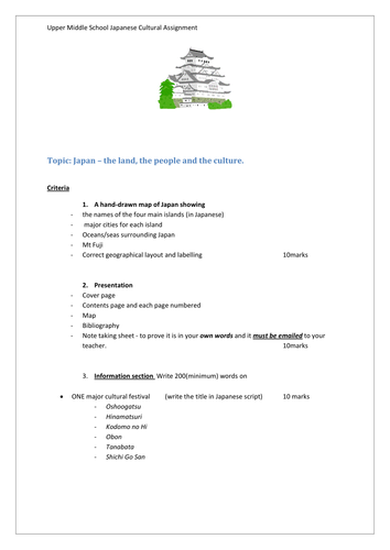 Japanese  Festivals and Culture Assignment