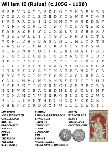 William II (Rufus) Word Search