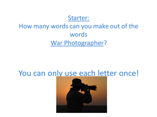 War Photographer Duffy AQA conflict poetry