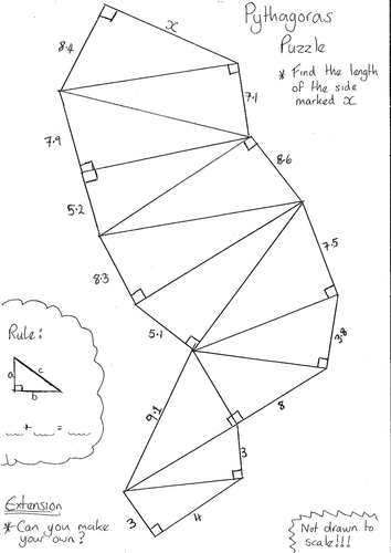 pythagorean theorem puzzle worksheet