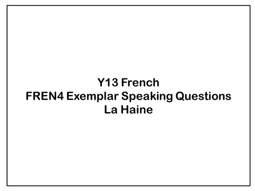La Haine - A2 Exemplar Speaking Exam Questions