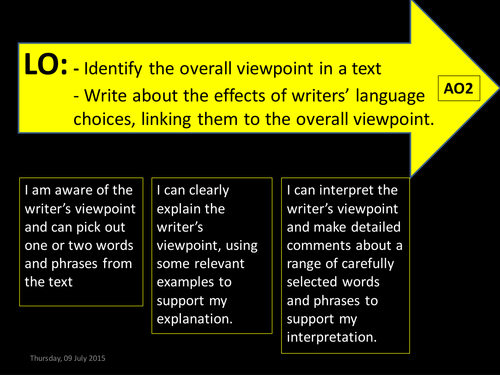 AQA English Lang/Lit - Writers Viewpoint
