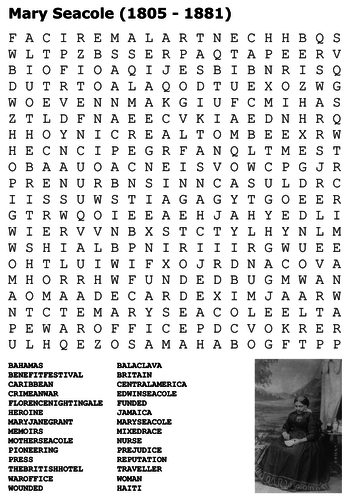 Mary Seacole Word Search