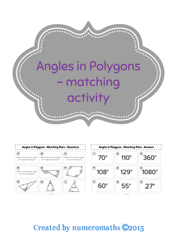 Angles in Polygons - Matching activity