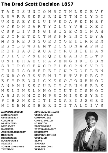 The Dred Scott Decision 1857 Word Search