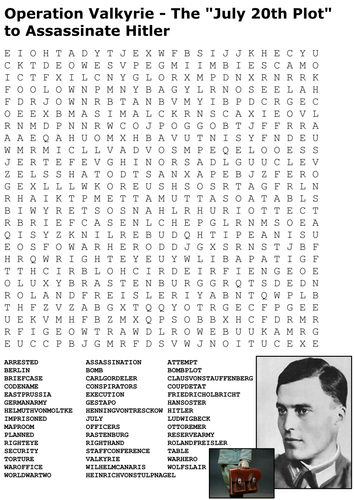 Operation Valkyrie - The "July 20th Plot" to Assassinate Hitler Word Search