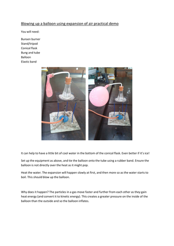 Expansion of air blowing up a balloon demo