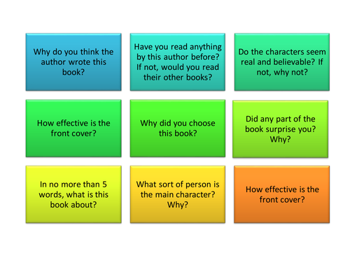 Reading challenge cards