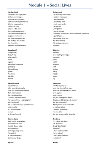 Studio 3 French - Vocabulary Lists 