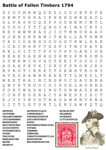 Battle of Fallen Timbers Word Search