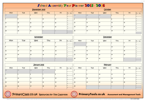 2015-2016 Blank Academic Year Planner