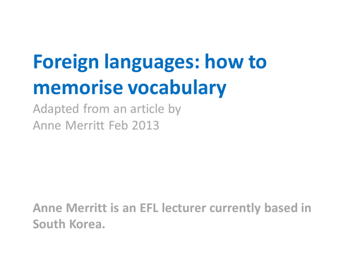 Learning vocab in MFL