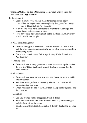 Thinking outside the box-- Computing Homework