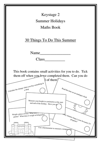 math holiday for homework 1 grade Maths Pinkjoeanne Keystage 2 by Summer Holiday Activities